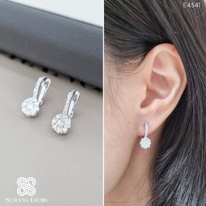 ต่างหูห่วงเพชร ห้อยกลม