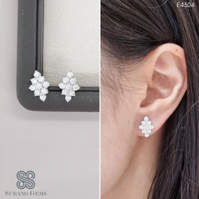 ต่างหูเพชรประกบ ทรงข้าวหลามตัด