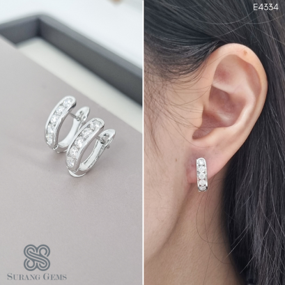 ต่างหูห่วงเพชร รุ่นฝังสอด