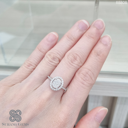 แหวนเพชรประกบ ทรงoval ก้านเดี่ยว