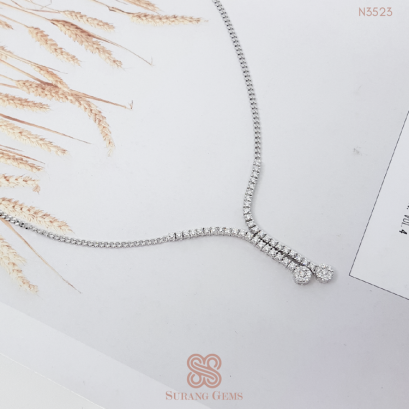 สร้อยคอเพชรห้อยกระจุก 2 สาย