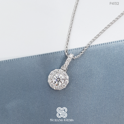 จี้เพชรเม็ดเดี่ยวทรงล้อม เซอร์ GIA