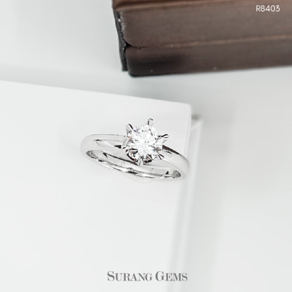 แหวนแต่งงานผู้หญิง แหวนเพชรเม็ดเดี่ยว