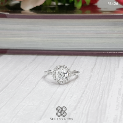 แหวนแต่งงาน แหวนเพชรล้อม ก้านเดี่ยว