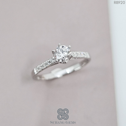 แหวนแต่งงานเพชร น้ำ 100 มีเพชรบ่าข้าง