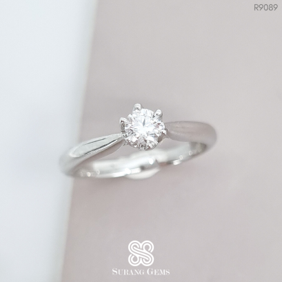 แหวนแต่งงานเพชรชูเม็ดเดี่ยว ใบเซอร์GIA