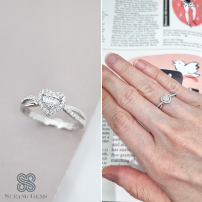 แหวนเพชรประกบทรงหัวใจ