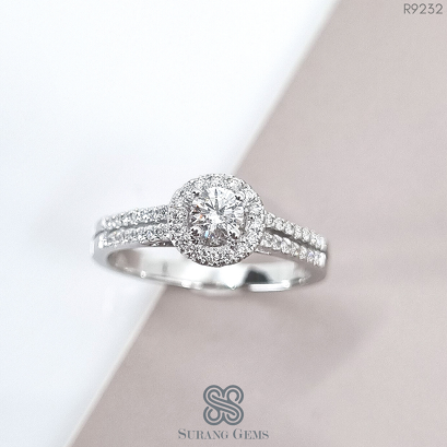 แหวนแต่งงานเพชรล้อมก้านคู่