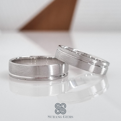 แหวนคู่ทองขาวเกลี้ยง18k รุ่นด้าน