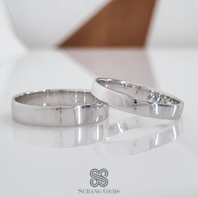 แหวนทองขาวคู่เงา รุ่นแบน