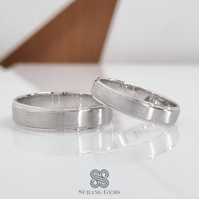 แหวนคู่ทองขาวเกลี้ยง18k