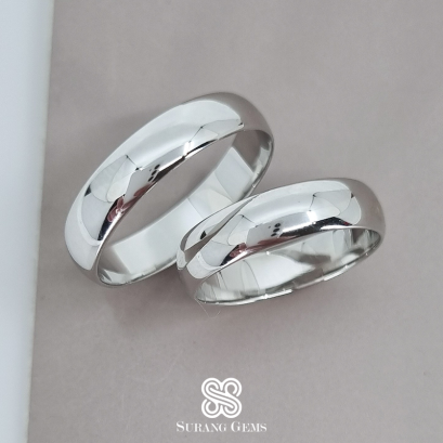 แหวนคู่ทองขาวเกลี้ยง18k รุ่นเงา