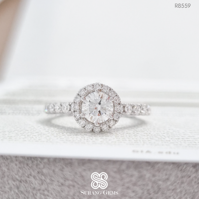 แหวนเพชรชูทรงล้อม 3 มิติ เซอร์ GIA