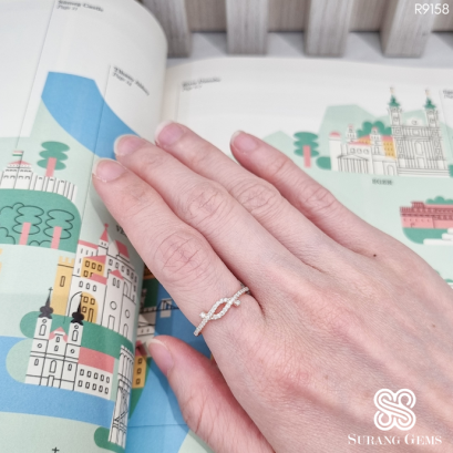 แหวนเพชรแถวลายเชือก โรสโกลด์18k