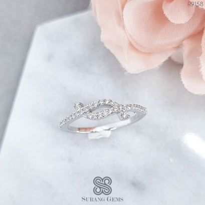 แหวนเพชรแถว เรือนทองขาว18k