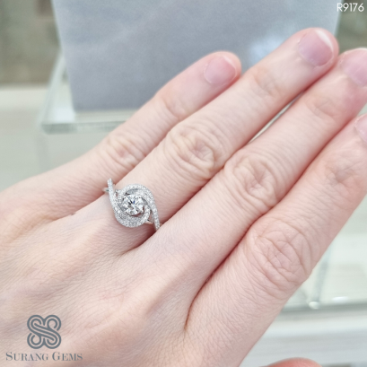 แหวนแต่งงานเพชร ทรงดอกไม้ เซอร์GIA