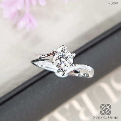 แหวนแต่งงานเพชรเม็ดเดี่ยว ทรงก้านเอี้ยว