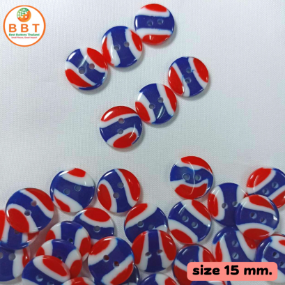 Shiny flag buttons, 3 colors, size 15 mm.