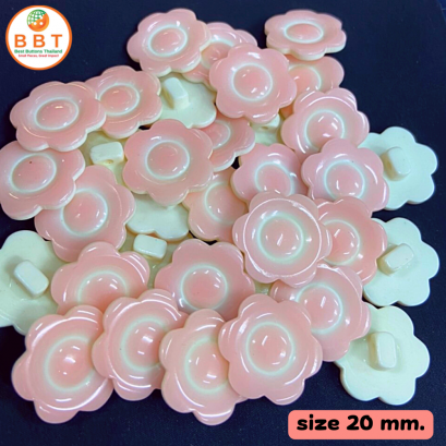 Buttons with pink flowers, size 20 mm.