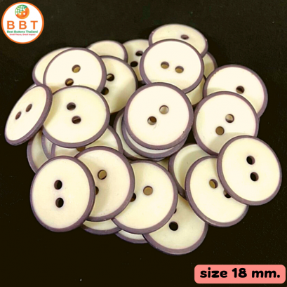 Fancy buttons white with brown rim 18 mm.