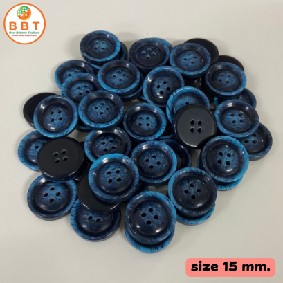 Button pouring blue-blue line, size 15 mm.