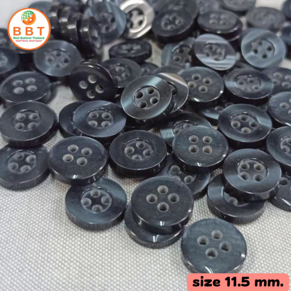 Black and gray shiny buttons, size 11.5 mm.