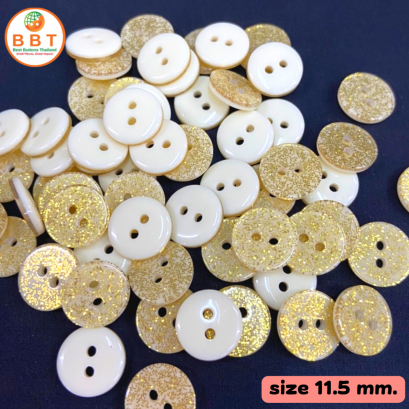 Gold glitter buttons, size 11.5 mm.