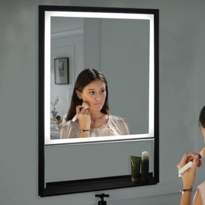 KAT กระจกไฟพร้อมชั้นวาง กรอบสีดำ 4 x 55 x 86 ซม. M0037