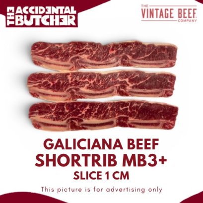 (Frozen) Vintage Galiciana Beef Short Ribs MB3+ Slice (1 cm) 250-260g