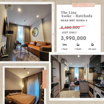 Best Price in the Building!! Beautifully Decorated 35.04 Sq.m Room for SALE at The Line Asoke -Ratchada MRT Phra Ram 9, Central Rama 9!!