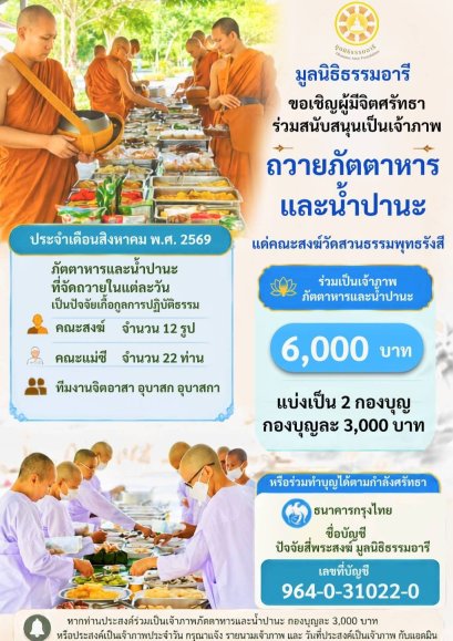 เจ้าภาพอาหารและน้ำปานะ ประจำเดือน