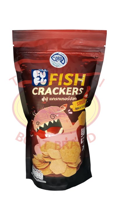 แครกเกอร์ปลา ฟู่ฟู่ รสหมาล่า น้ำหนัก 30 กรัม (Fish Crackers Mala Flavour)