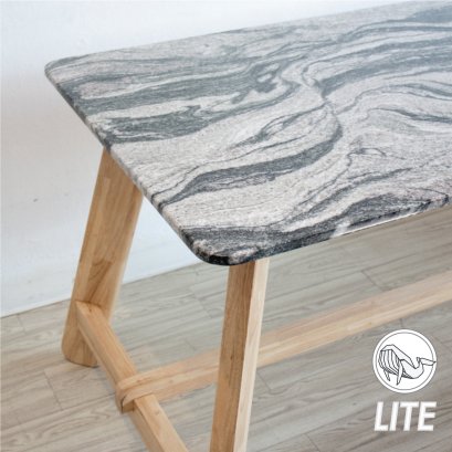 โต๊ะกินข้าวขาไม้ท็อปหินแกรนิต มหาสมุทร