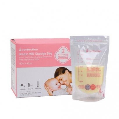 Perfection Double Zipper Breast Milk Storage Bags with Temperature indicator 180ml.