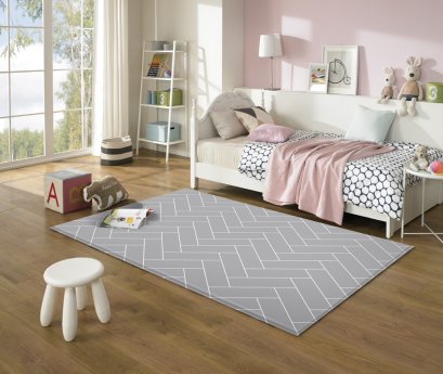 แผ่นรองคลาน Proby ลาย Herringbone Grey ; PE+PE