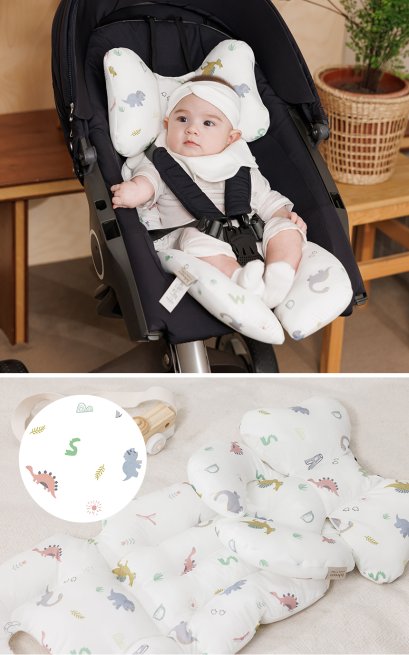 Alphabet Dino เบาะรองรถเข็น คาร์ซีท BEBENUVO Double-Sided Liner (แบบหนา) ใช้ได้สองด้าน