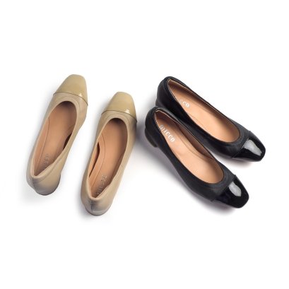 MICCO รองเท้าหนังเเกะส้นเตี้ยหัวมน รุ่น 2004-5