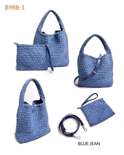 Minicube Woven Denim Handbag Model B988-1