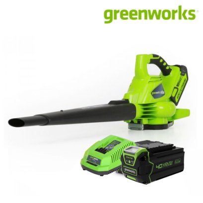 Greenworks เครื่องเป่าลมและดูดใบไม้ ขนาด 40V พร้อมแบตเตอรีและแท่นชาร์จ