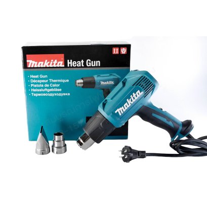 MAKITA เครื่องเป่าลมร้อนไฟฟ้า กำลังไฟ 1,600 วัตต์ รุ่น HG5030 ปริมาณการไหลของอากาศสูงถึง 500 ลิตร/นาที ที่ 500 องศาเซลเซียส ตั้งค่าอุณหภูมิและปริมาณลมได้ 2 ระดับ (มากีต้า)
