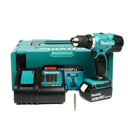 MAKITA สว่านไขควงไร้สาย 18 โวลต์ ขนาด 1/2 นิ้ว รุ่น DDF453SF1J แรงบิดหมุน 38 นิวตันเมตร รวมแบตเตอรี่และแท่นชาร์จ (มากีต้า)