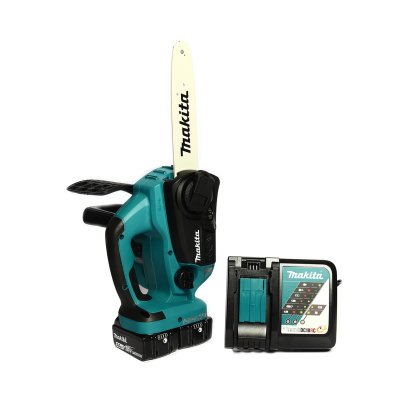 MAKITA เลื่อยโซ่ไร้สาย 36 โวลต์ ความยาวบาร์ 10 นิ้ว (250 มม.) รุ่น DUC252RT2 ถังน้ำมันโซ่ 85 มล. ความยาวในการตัด 238 มม. (9-3/8 นิ้ว) รวมแบตเตอรี่-แท่นชาร์จ (มากีต้า)