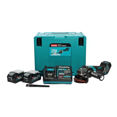 MAKITA เครื่องเจียไร้สาย 40 โวลต์ ขนาด 4 นิ้ว รุ่น GA011GM201 ความเร็วรอบตัวเปล่า 8,500 รอบ/นาที สวิตซ์บีบ รวมแบตเตอรี่และแท่นชาร์จ (มากีต้า)