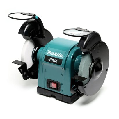MAKITA เครื่องเจียรหินไฟ 3/4 แรงม้า ขนาด 8 นิ้ว (205 มม.) รุ่น GB-801 กำลังไฟ 550 วัตต์ ความเร็วรอบ 2,850 / 3,450 รอบ/นาที ลดเสียงรบกวนและแรงสั่นสะเทือน (มากีต้า)