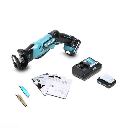 MAKITA เลื่อยชักไร้สาย 12 โวลต์ (น๊อตล็อก + B-Type) รุ่น JR105DWYE ความยาวช่วงชัก 1/2 นิ้ว รวมแบตเตอรี่-แท่นชาร์จ (มากีต้า)