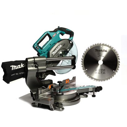 MAKITA แท่นตัดสไลท์องศาไร้สาย 40 โวลต์ ขนาด 8 นิ้ว (216 มม.) รุ่น LS002GZ ความเร็วรอบ 4,800 รอบ/นาที XGT / BL / AWS พร้อมใบเลื่อยวงเดือน TCT 8&quot;x45T ไม่รวมแบตเตอรี่-แท่นชาร์จ (มากีต้า)