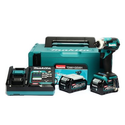 MAKITA สว่านไขควงกระแทกไร้สาย 40 โวลต์ 1/4 นิ้ว รุ่น TD001GD201 แรงบิดสูงสุด 220 นิวตันเมตร รวมแบตเตอรี่และแท่นชาร์จ (มากีต้า)