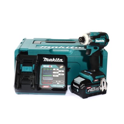 MAKITA สว่านไขควงกระแทกไร้สาย 40 โวลต์ 1/4 นิ้ว รุ่น TD001GM101 แรงบิดสูงสุด 220 นิวตันเมตร รวมแบตเตอรี่และแท่นชาร์จ (มากีต้า)