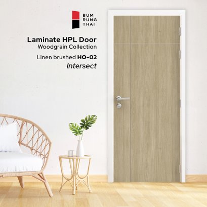 ประตูลามิเนตเซาะร่อง สี Linen Brushed