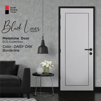 ประตูเมลามีนเซาะร่องดำ สี Daisy Oak